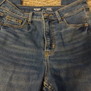 old navy rockstar super skinny medium distressed wash denim extra high rise 4